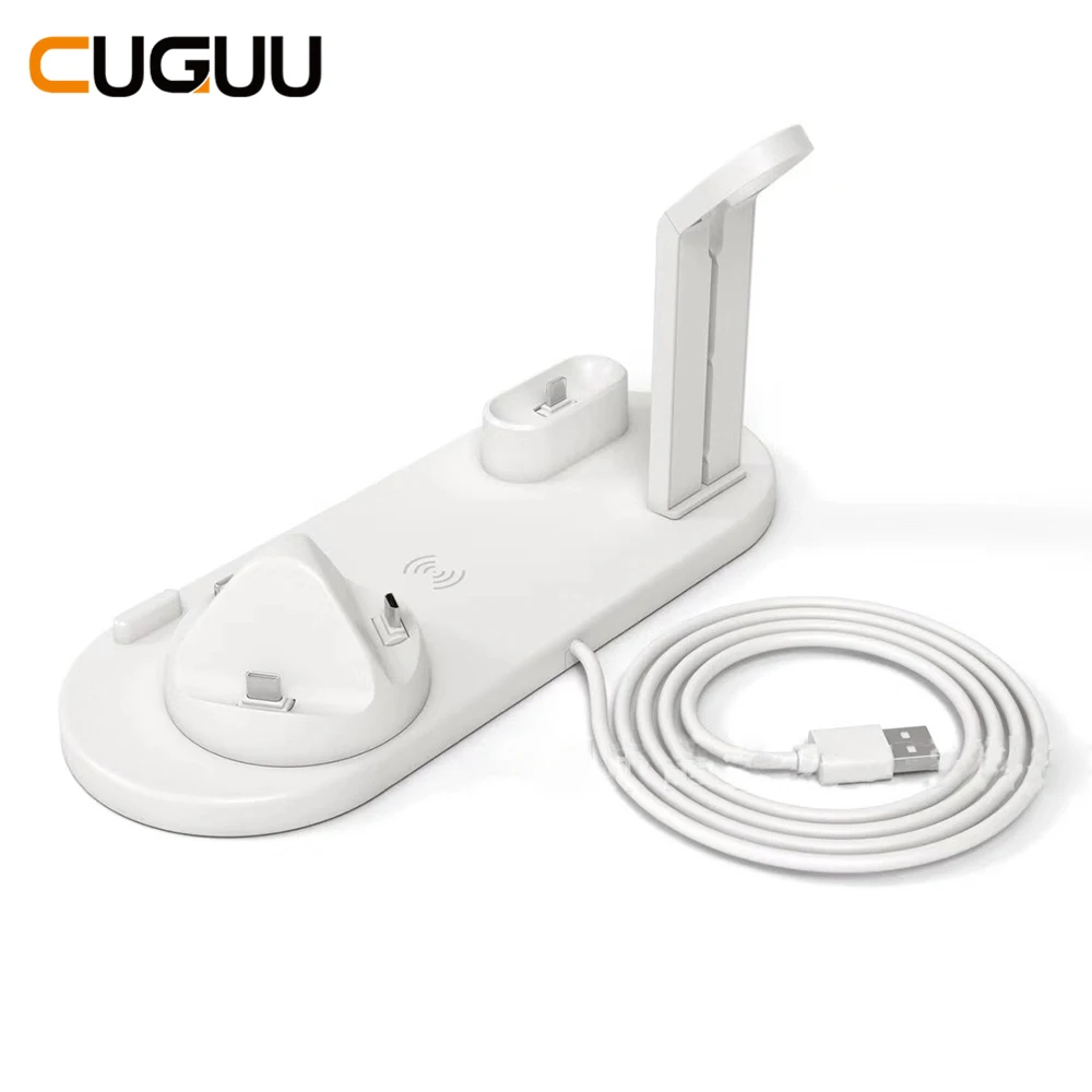 10 Вт Qi Беспроводное зарядное устройство док-станция 4 в 1 для Iphone Airpods Micro usb type C подставка Быстрая зарядка 3,0 Для Apple Watch зарядное устройство