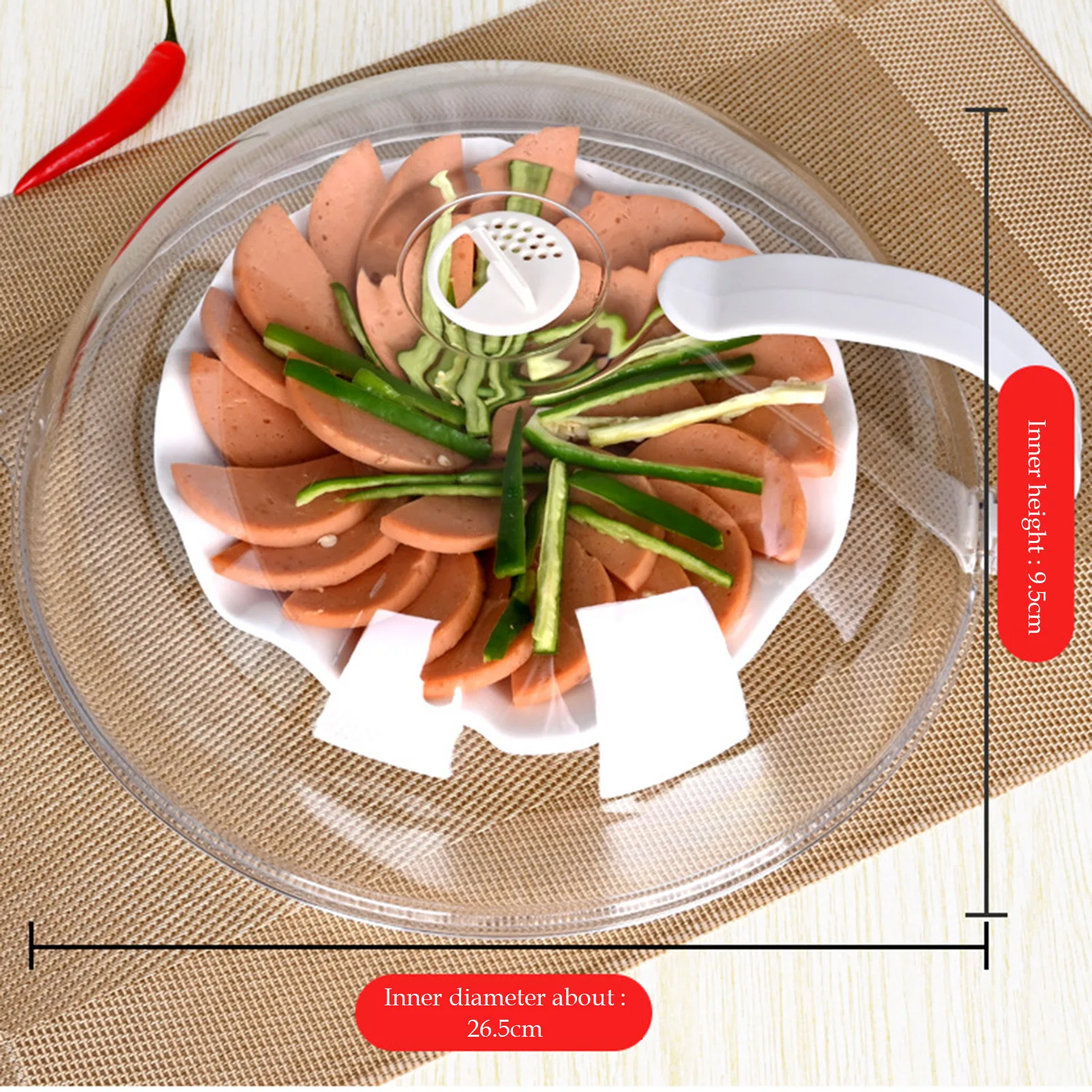 

Microwave Food Cover Plate Vented Splatter Protector Clear Kitchen Lid Vent Safety Vent Kitchen Food Dust Cover Splash Covers