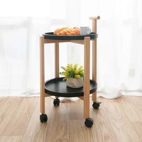 removable sofa side table with pulley armrest storage solid wood table living room bedroom balcony end small table