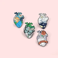 human heart enamel pins feminist van gogh space ocean animal medical anatomy jewelry brooches lapel pins for doctor nurse gifts