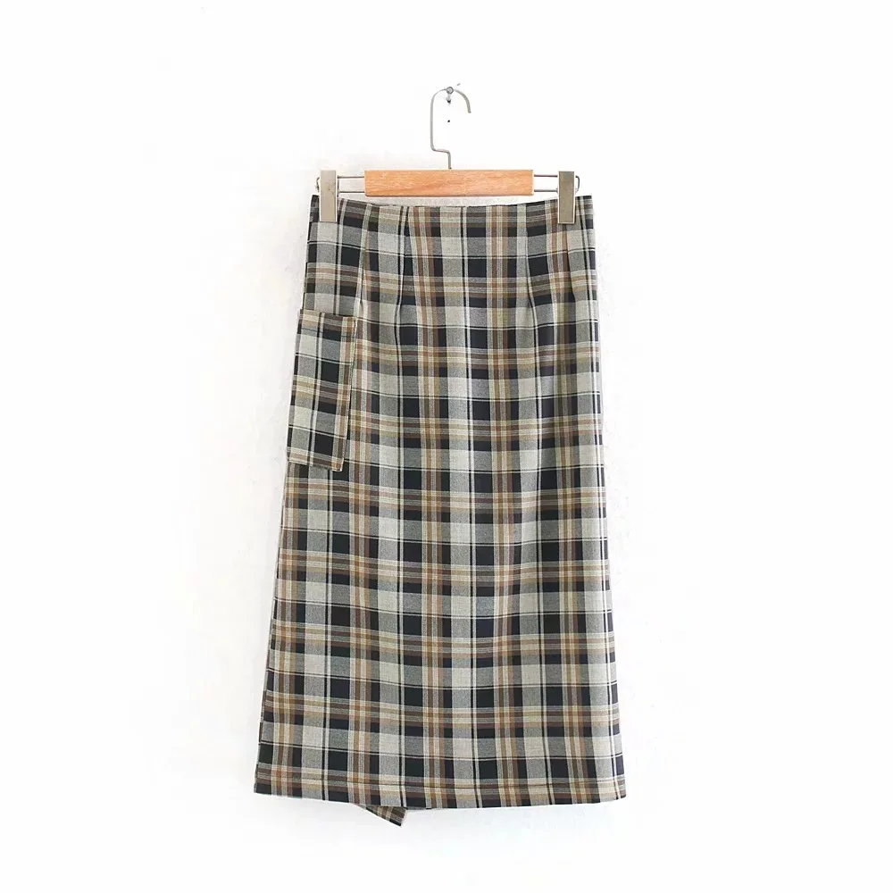 

Fitted Plaid Skirt Women Knee Length Elegant Skirts Womens OL Work Bodycon Faldas Mujer Moda 2020 Empire Straight Streetwear