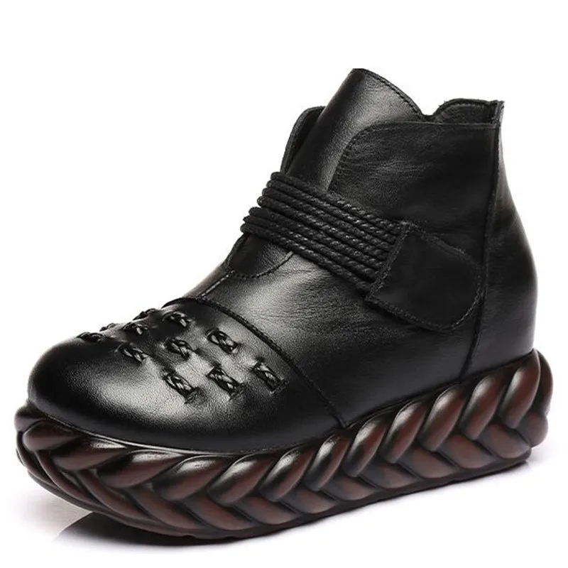 

Женские ботинки на толстой подошве, легкие удобные кожаные ботинки из воловьей кожи, в стиле ретро, Осень-зима 2022