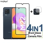 Закаленное стекло с полным покрытием для Samsung Galaxy M22 M32, защита для экрана, HD защитная пленка для объектива камеры Samsung Galaxy M22