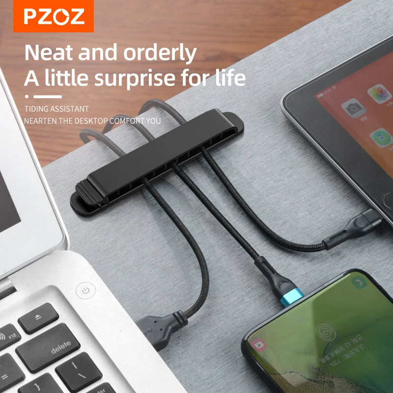 

PZOZ Cable Organizer Silicone USB Cable Winder Desktop Tidy Management Clips Cable Holder for Mouse Headphone Wire Organizer