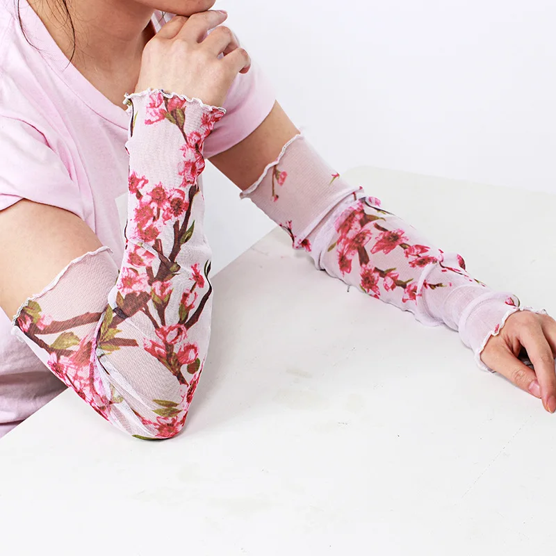 

Women's Summer Sun Protection Sleeves Mesh Thin Long-sleeved Bike Breathable Cycling Gloves Driving Arm Warmers Ice Silk Sleeves