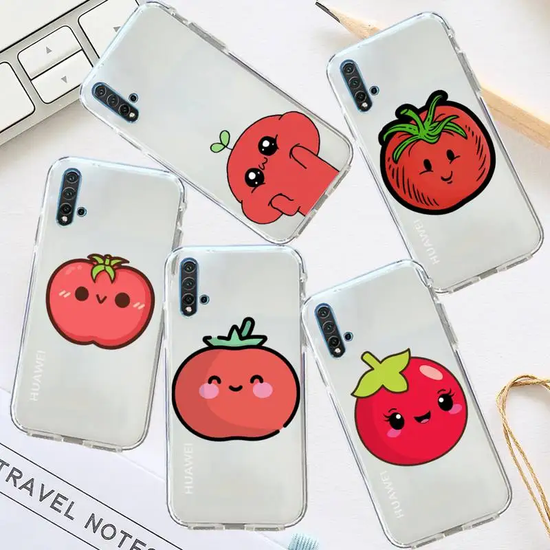 

tomato cute cartoon Phone Case Transparent for Huawei honor P mate 40 20 30 10 50 i 9 x mate pro lite 8a