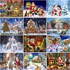 DIY 5D алмазная картина Санта-Клаус, полная дрель, круглые Снежные пейзажи, алмазная вышивка, мозаика, Рождественский подарок снеговика, домашний декор