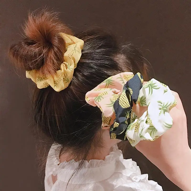 

4PCS 2020 New Woman Girls Hair Scrunchy Fashion Pineapple Elastic Hair Tie Ponytail Holder Hair Bands Hair Accessories Headwear