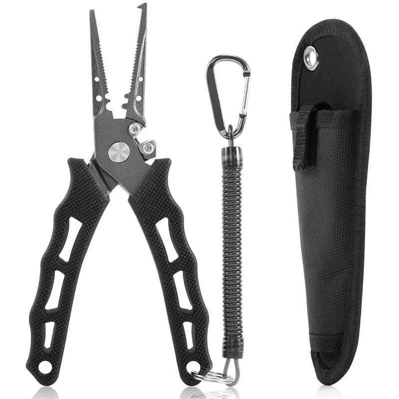 

7.3 Inch Fishing Pliers Hook accessories Removers Split Ring Line Cutters Fishing Multi Tools with Sheath and Lanyard for Pesca