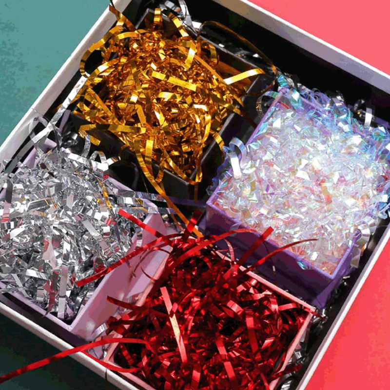 

3MM 30g Plastic Glitter Gift Box Filler Wedding Valentines Day Gift Box Filling Red Gold Merry Christmas Gift Box Bag Decor