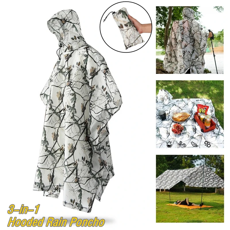 

3 в 1 уличный водонепроницаемый дождевик, дождевик для пеших прогулок, рыбалки, езды на велосипеде, навес, влагостойкая беседка, дождевик, пон...