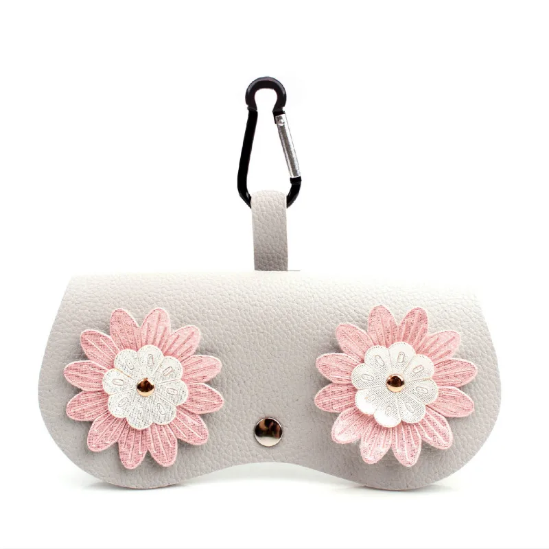 Милый чехол с цветами для солнцезащитных очков Чехол из искусственной кожи зажим