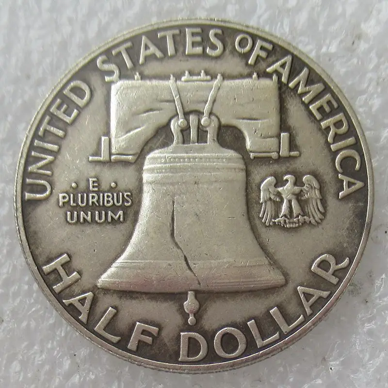 

1961 Franklin Silver Half Dollar skull zombie skeleton hand carved Copy Coins