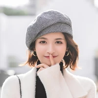 british retro new style lady spring winter warmer knitted beret cap sweet woman outdoor street shopping warmth pumpkin hat