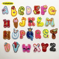 animal alphabet english letter embroidery iron on patch for clothing badge paste for clothes bag diy