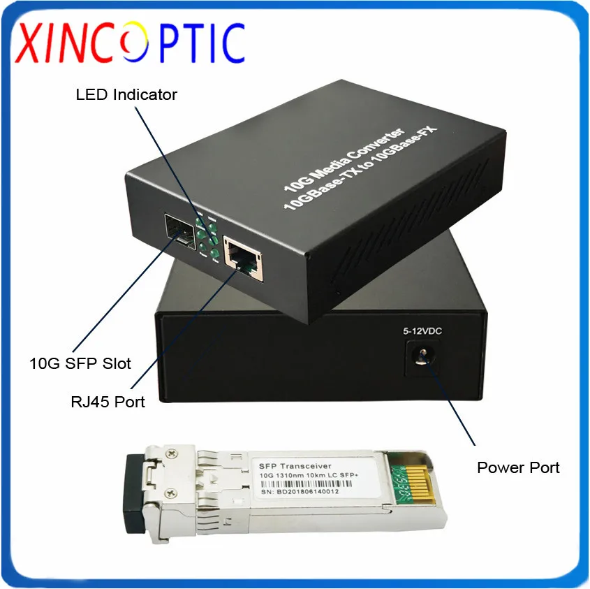 10GM SFP Преобразователь Ethernet 10G неуправляемый медиаконвертер с Dual Fiber SM 1550nm 80km LC +