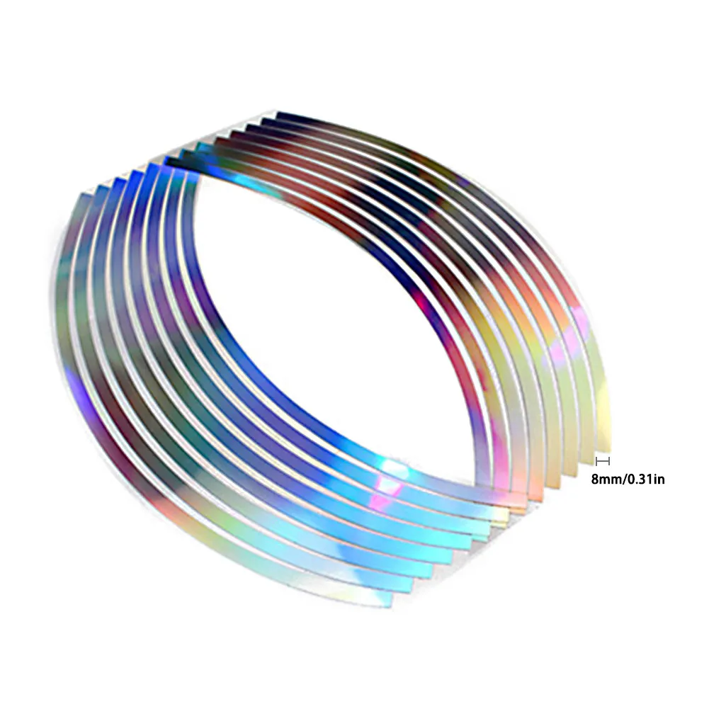 10/12/14/18 Inches Laser Wheel Rim Tape For Motorcycle Car Colorful Reflective 16 Stripes Body Sticker Decoration | Автомобили и