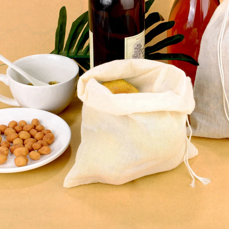 

20 Pieces Large Muslin Bags Cotton Drawstring Bags Tea Brew Bags (8 X 12 Inches)