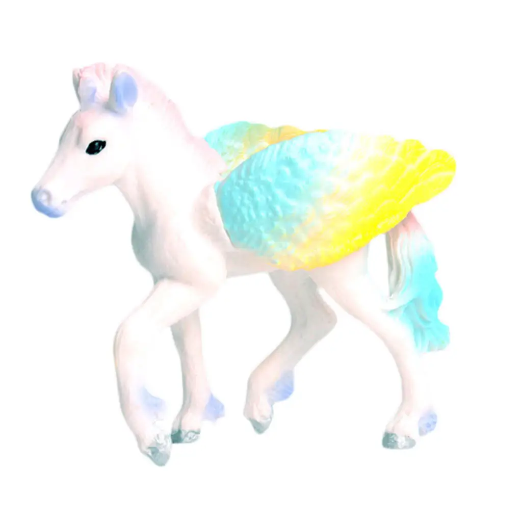 

8.5cm Realistic Rainbow Animal Model Plastic Unicorn Figurine Home Table Decoration
