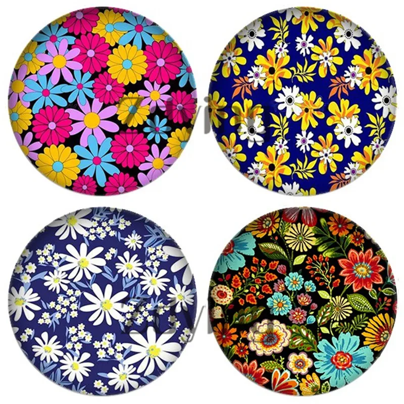 Zmo 5 шт./лот красочный этнический стиль картина цветы круглый стеклянный Фото