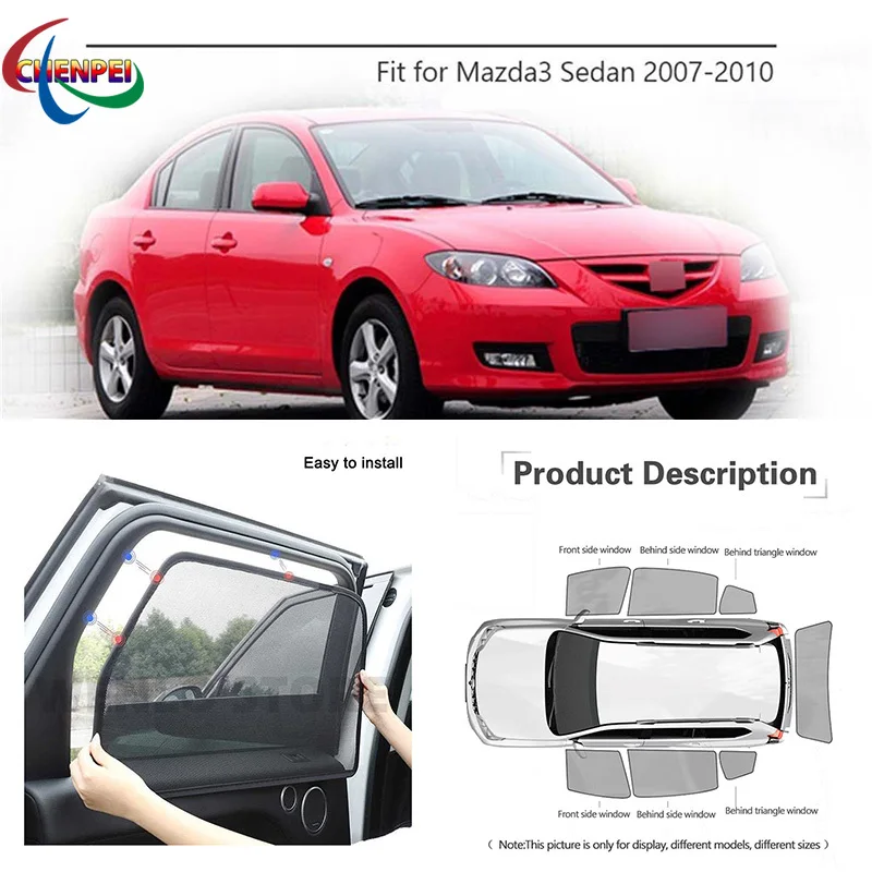 For Mazda 3 Sedan Car Full Side Windows Magnetic Sun Shade UV Protection Ray Blocking Mesh Visor Car Decoration Accessories
