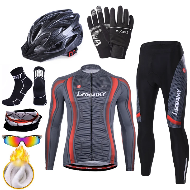 Новейший зимний теплый флисовый комплект из Джерси для езды на велосипеде