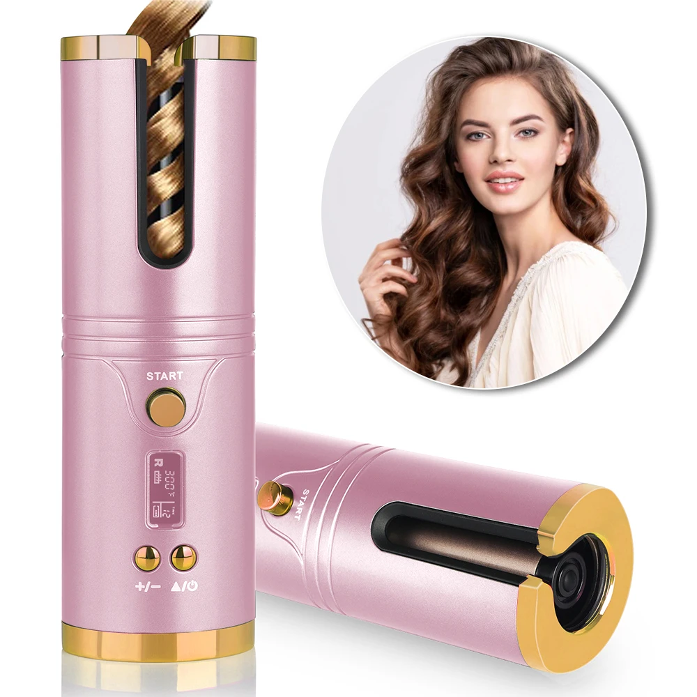 

Hair Curler Automatic Wireless Curling Iron LCD Display Screen Usb Recharge Ceramic Curls Curly Rotating Curling Style Tools