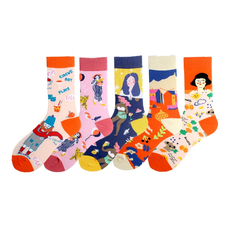 

Creative French Girls Funny Socks Happy Child Interest Cute Socks Women Harajuku Art Personality Divertidos Skarpetki Sokken