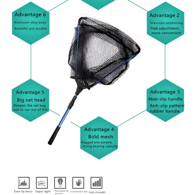 

Blue triangle aluminum alloy folding dip net fishing net aluminum alloy fishing tackle folding fishing net