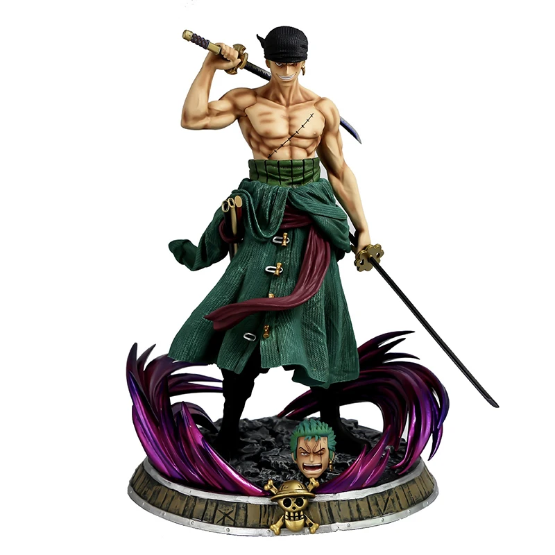 

Roronoa Zoro Anime Action Figure Dream Standing with Knife Double Head Interchangeable PVC Collection Model Dolls Toy for Gift