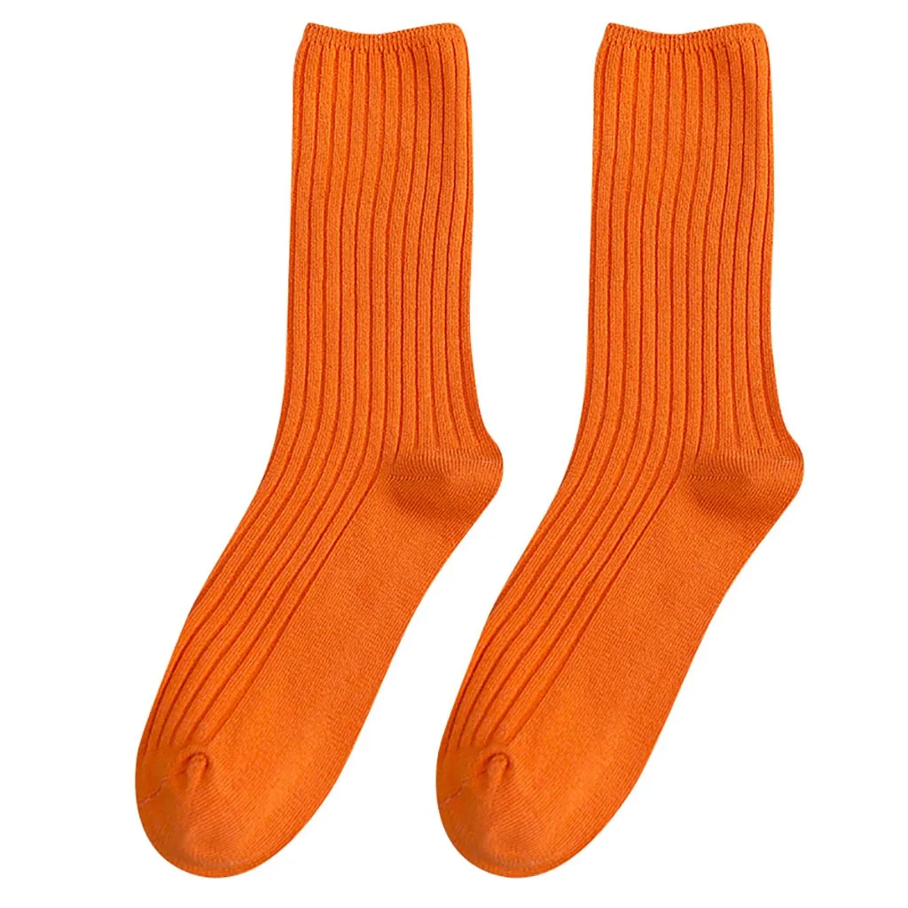 Orange Женские однотонные Осенние повседневные хлопковые теплые носки skarpetki damskie зима calcetines mujer harajuku забавные meias sokken skarpety - Цвет: Orange