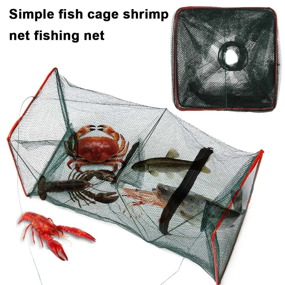 Складная рыболовная сеть на молнии нейлоновая сетчатая ловушка для креветок