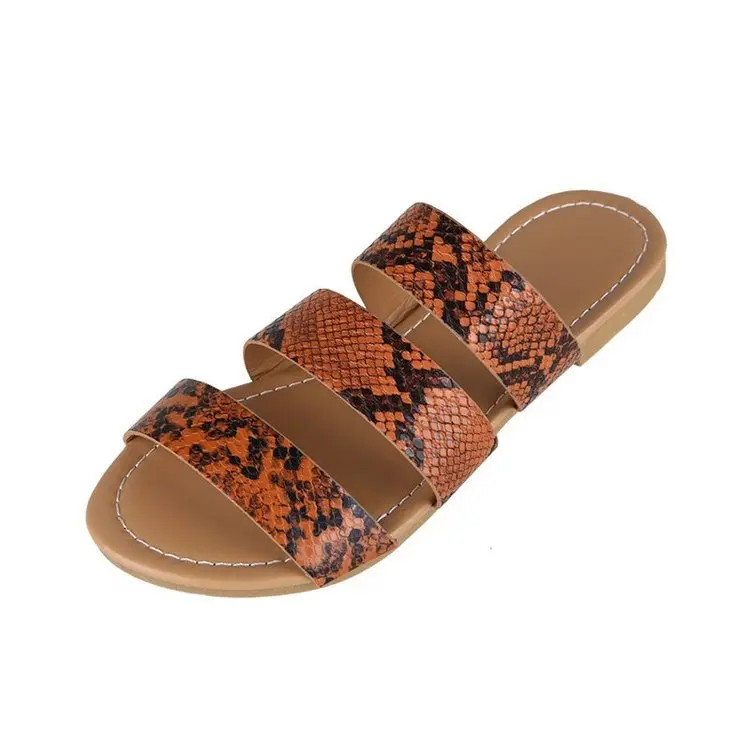 

Low Flat Shoes Female Big Size Ladies' Slippers Slipers Women 2021 PU Slides Rome Fabric Round Toe TPR Basic Shoes Woman's Slipp