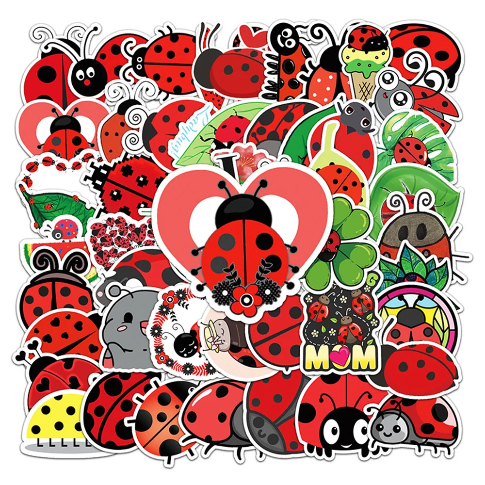 

10/30/50PCS Cartoon Ins Seven-star Ladybug Personality Decorative Sticker Luggage Refrigerator Stationery Sticker Wholesale