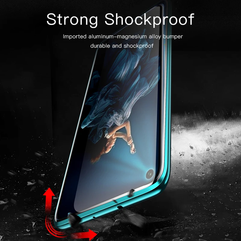 Магнитный чехол Rock Metal для huawei Honor 20 9X Pro 20i двусторонний из закаленного стекла 9 H 10