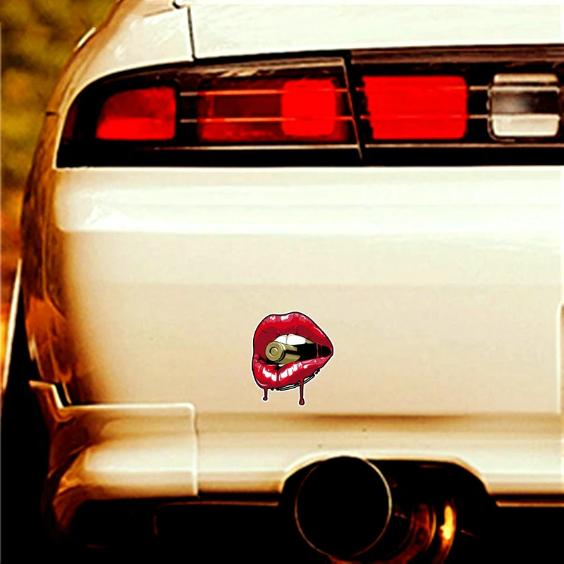 

15cmx13cm Creative red lips bullet Vinyl Car stickers Decals Motorcycle Accessories Car-Window Decorative Goods PVC