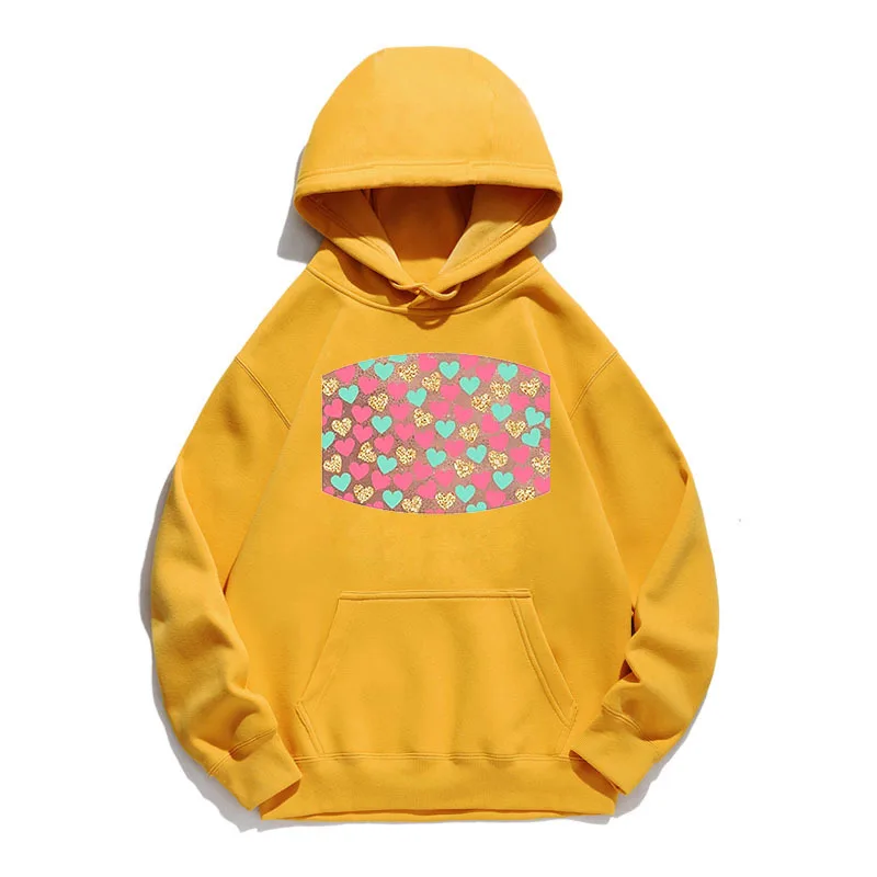 

Women Hoodie Square Heart Printed Hoodies Women Fleece Long Sleeve Loose Sweatshirt with Hat Girls Pullovers Winter