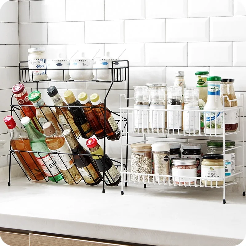 

Waterproof rust-proof metal kitchen organizer multi-layer seasoning supplies storage rack iron material high capacity etagere