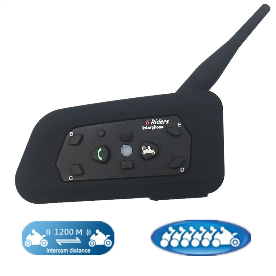 2020 Новинка 1 шт R6 1200M мотоциклетный Bluetooth шлем гарнитуры интерком для 6 райдеров BT