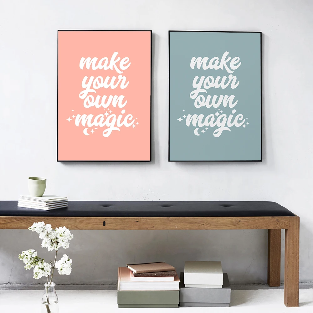 

Make your own magic Poster Positive Quote Canvas Painting Minimalist Art Print Boho Wall Picture For Kids Bedroom Home Decor