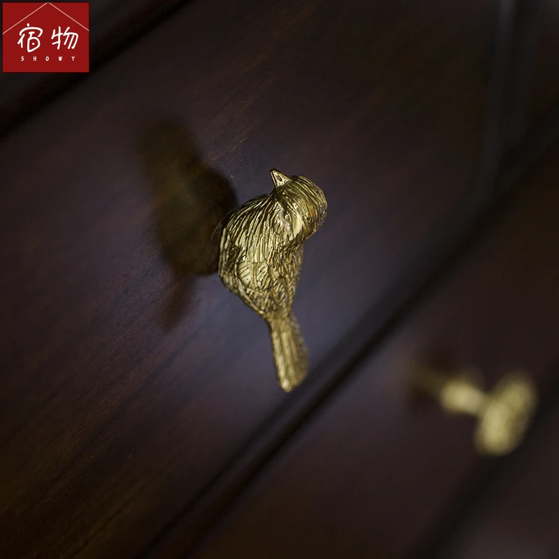 Античная медная ручка с богатыми птицами для ящиков шкафов обуви дверей чистая