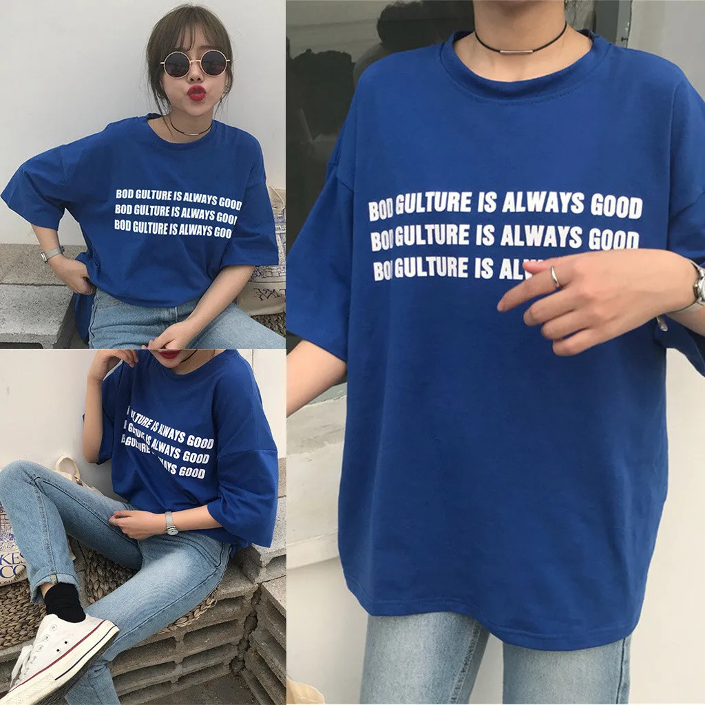 

БПК руководство всегда good2019 новая Корейская версия свободные в стиле хип-хоп красивый короткий рукав женская футболка Женская Чистая красн...