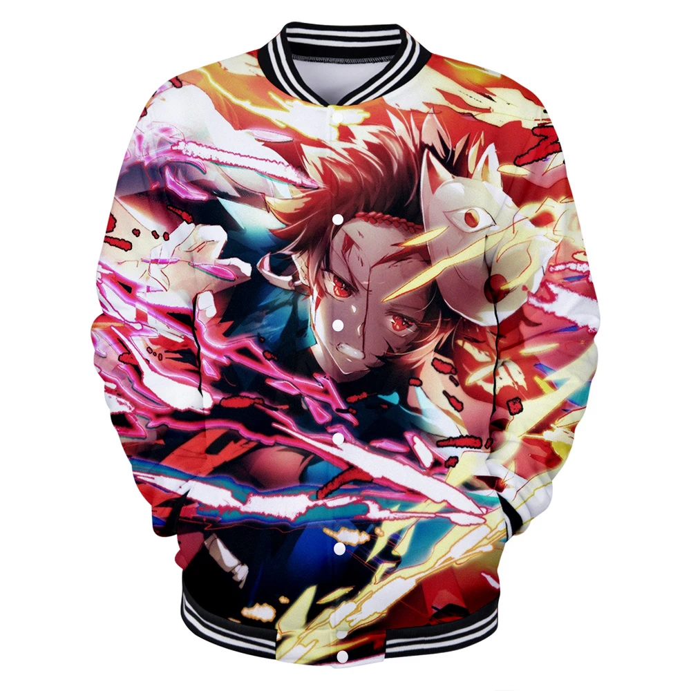 

Demon Slayer: Kimetsu no Yaiba Men Harajuku Jackets Anime Bomber Jackets Men Women Coat Cartoon Streetwear Baseball Sweartshirt