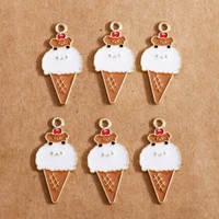 10pcslot enamel chocolate ice cream charms for jewelry making bear popsicle pendants for earrings necklaces keychain findings