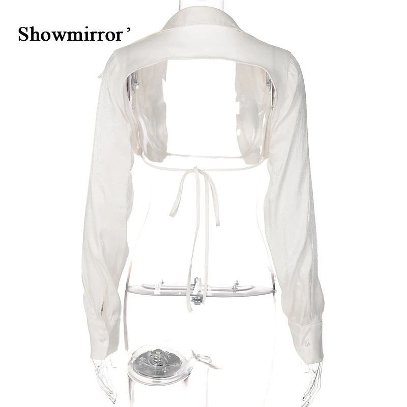 Женская блузка с длинным рукавом V-образным вырезом и открытой спиной | одежда