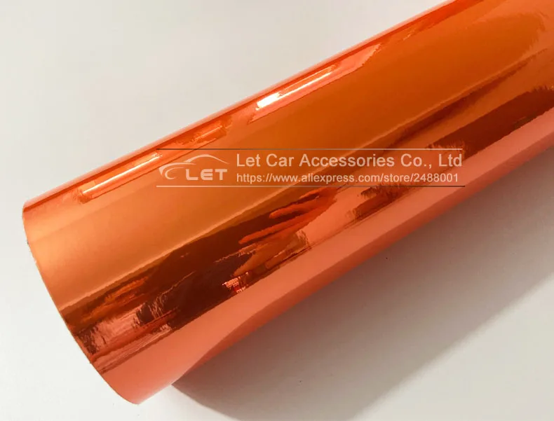 Высококачественная растягивающаяся оранжевая хромированная виниловая пленка с