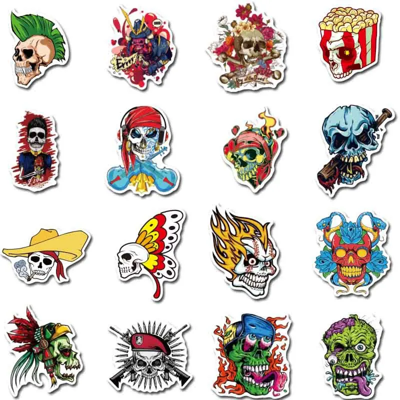 103050pcs skull terror stickers skateboard motorcycle guitar pvc laptop bike waterproof graffiti cool sticker decal kid toys free global shipping