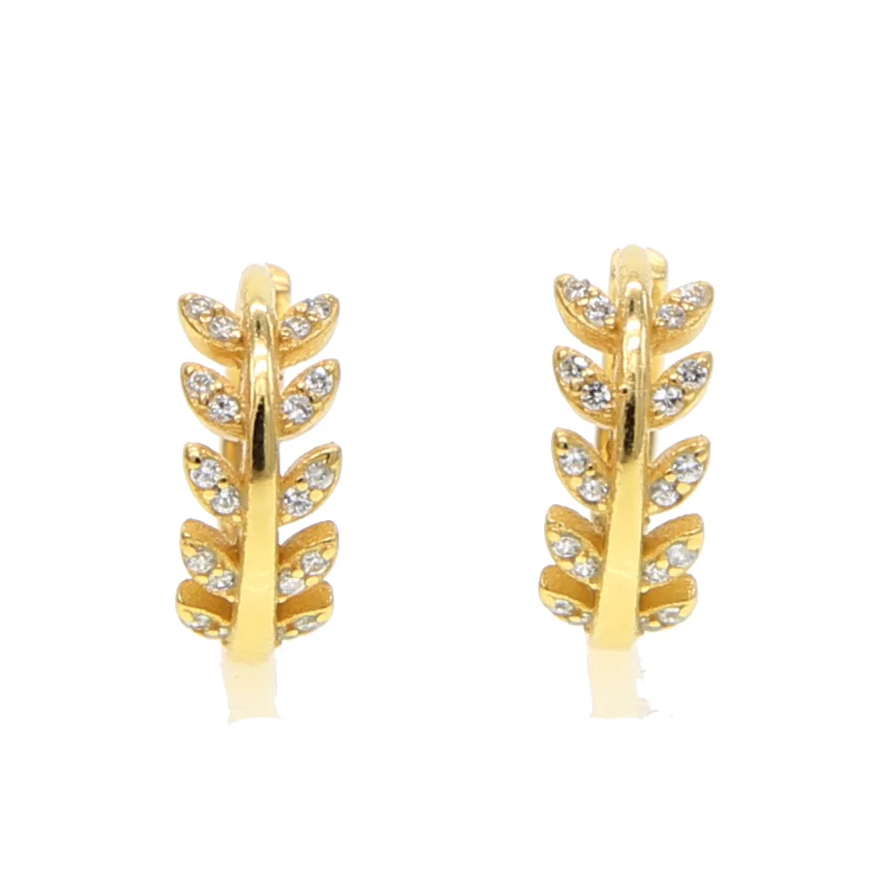 Весенний дизайн Нежный Cz листьев для девочек женские золотые Цвет ювелирные
