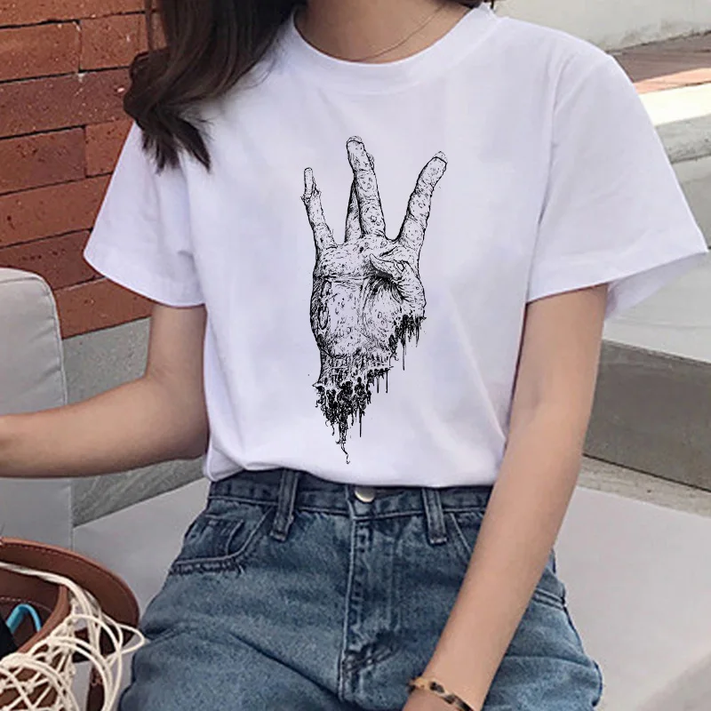 

Women's Spoof Harajuku T-shirt Fashion Graphic Cute Tee Top Aesthetic Shirt Women Casual White T-shirt Gesture Printing T-shirt