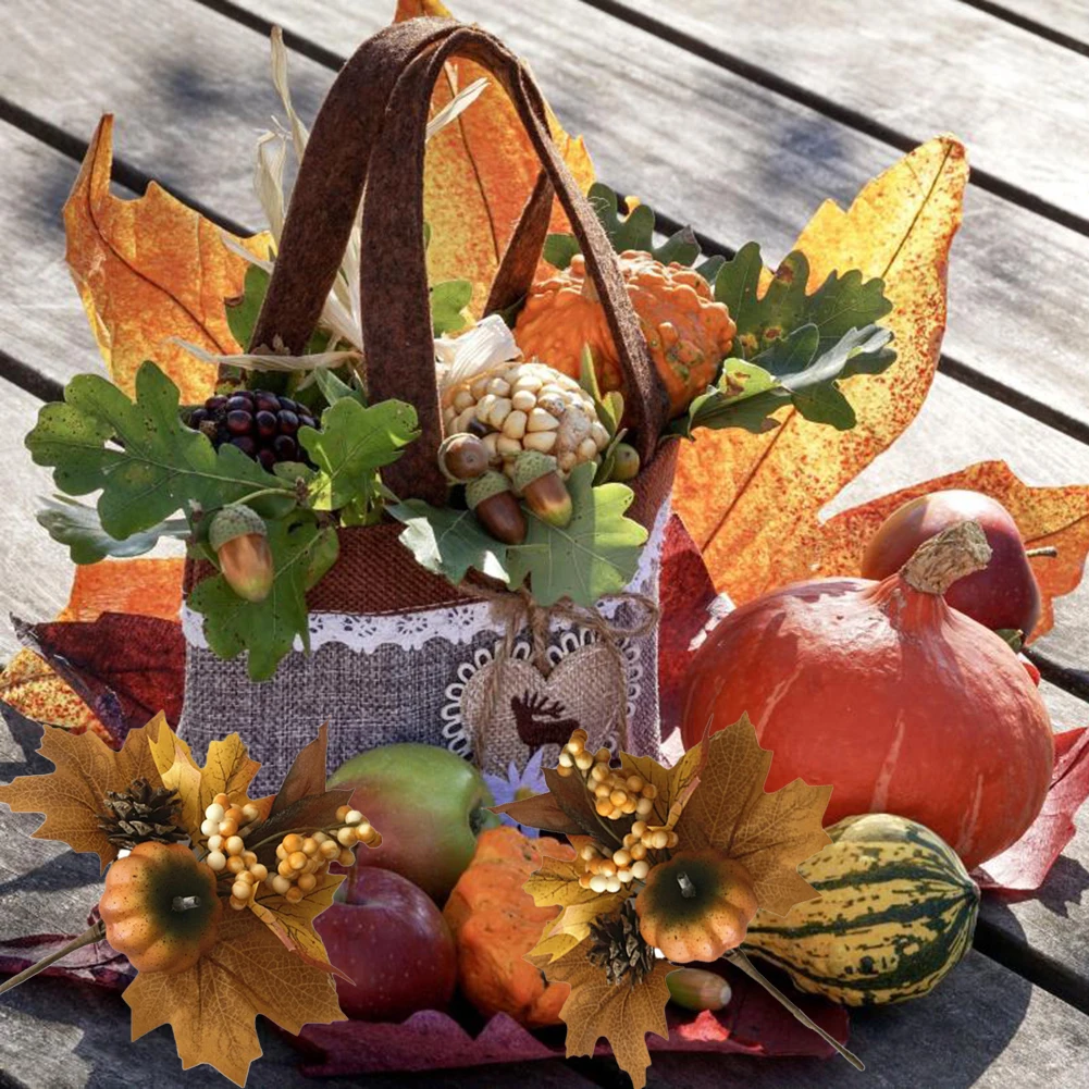 Искусственный Кленовый лист Тыквенные ветви украшения Цветочная композиция
